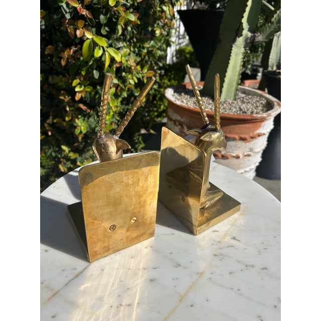 Brass Vintage Brass Antelope Bookends – Pair For Sale - Image 8 of 15