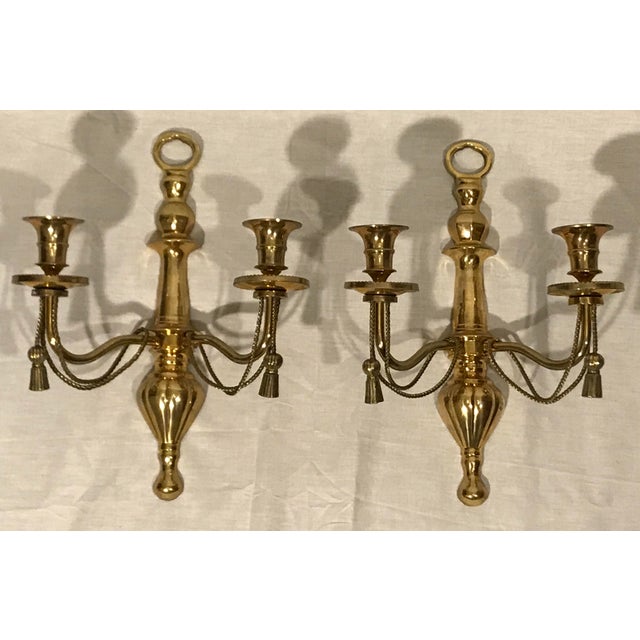 Vintage French Style Double Arm Brass Wall Sconce Candle Holders a Pair Chairish