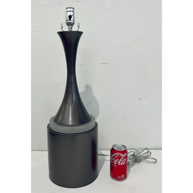 Modern Gunmetal Gray Tall Table Lamp For Sale - Image 4 of 4