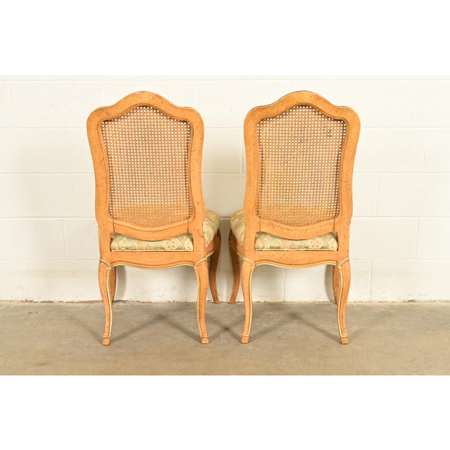 John Stuart French Provincial Louis XV Carved Oak and Cane Back Side Chairs or Dining Chairs | Pair For Sale - Image 11 of 14
