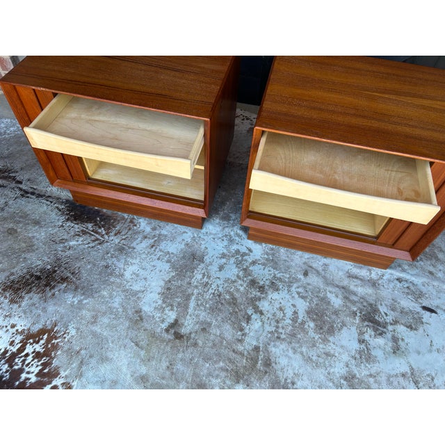 Chestnut 1960s Tambour Door Teak Nightstand or End Table Pair by Falster of Denmark For Sale - Image 8 of 10