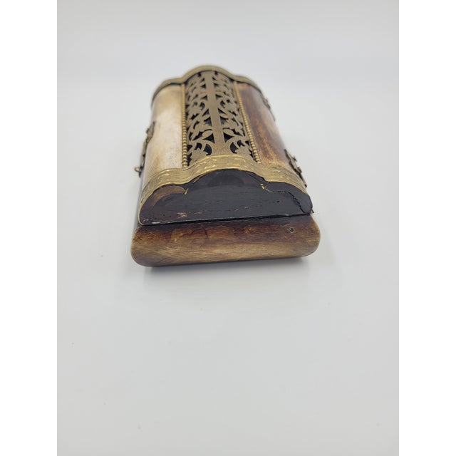 Vintage Indian Camel Bone & Brass "Ship of the Desert" Trinket Box For Sale - Image 4 of 12