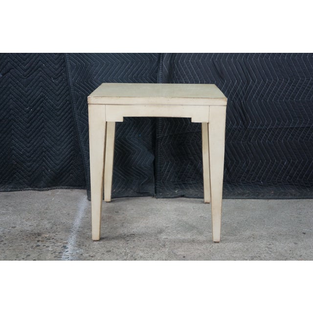 Wood Late 20th Century Hollywood Regency Style Cream Painted Square Bunching Table 22" For Sale - Image 7 of 17