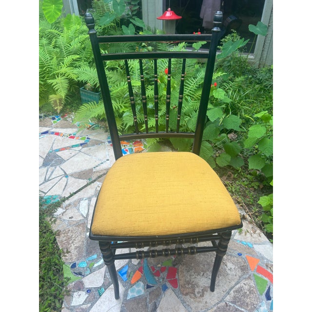 1960s Vintage Ebonized Black and Gold Regency Side Chair by Tell City Chair Company For Sale - Image 13 of 13