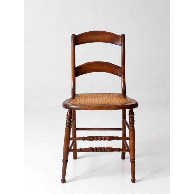 Antique Victorian Cottage Cane Seat Chair For Sale - Image 6 of 12
