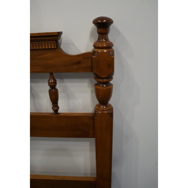 Late 20th Century High End Solid Hard Rock Maple Colonial Early American Style King Size Spindle Headboard For Sale - Image 5 of 6