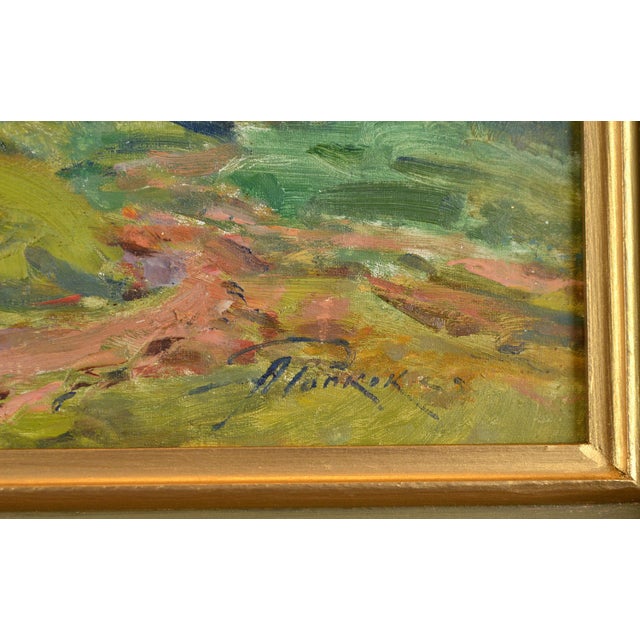 Arnolds Pankoks, Landscape with Hay Stacks, 1950s, Oil on Cardboard, Framed For Sale - Image 6 of 9