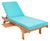 Newport Chaise Lounge Chair with Side Table, Natural/Aqua Cushion For Sale - Image 11 of 13
