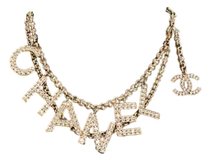 Vintage Lagerfeld Era Chanel Strass Crystal Logo Chain Belt Necklace Bag Jewelry