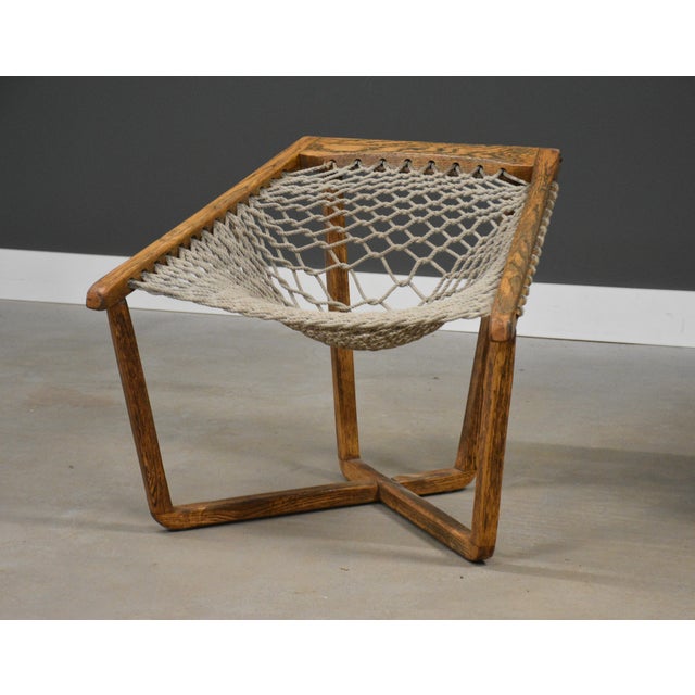 1970s Modern Oak Net Chair For Sale - Image 4 of 9