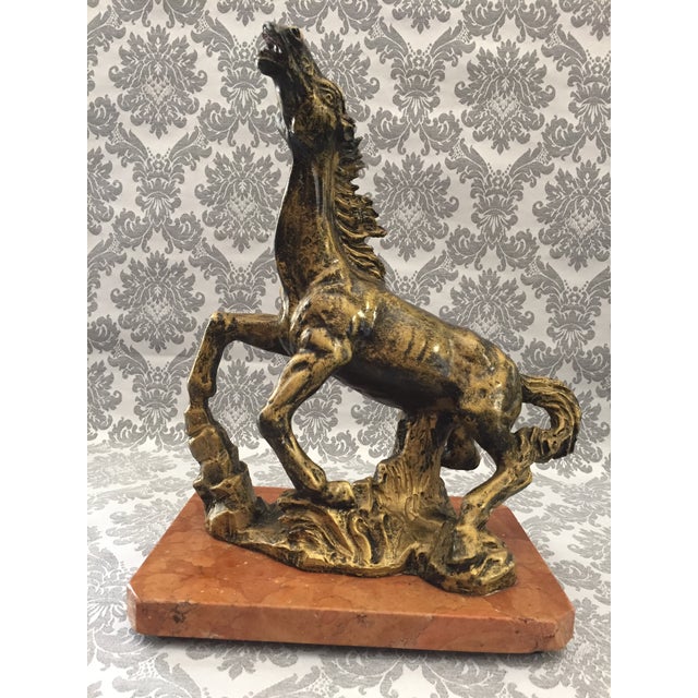Vintage Horse Animal Sculpture on Oxolyte Marble Base , 1970s For Sale - Image 9 of 14