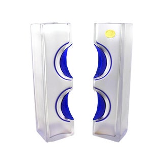 Lead Crystal Segment Vases by C. J. Riedel for Riedel, 1960s, Set of 2 For Sale