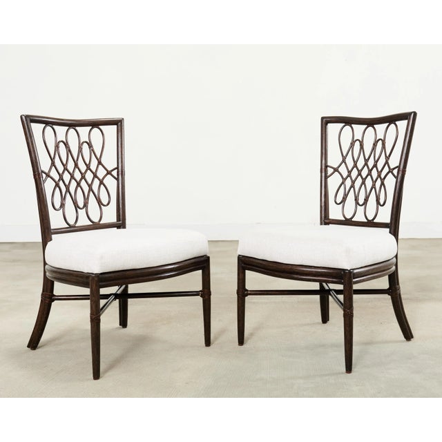 Set of Four Barbara Barry Rattan Script Dining Chairs For Sale In Sacramento - Image 6 of 18