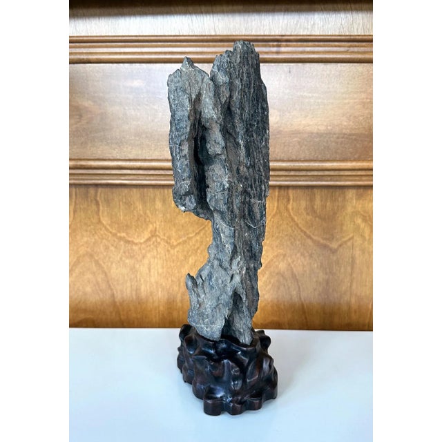 Antique Chinese Scholar Rock Yingde Stone on Display Stand For Sale - Image 4 of 12