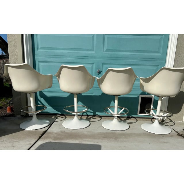 Mid-Century Modern 4x Mid-Century Fiberglass Tulip Swivel Chairs Barstools For Sale - Image 3 of 9