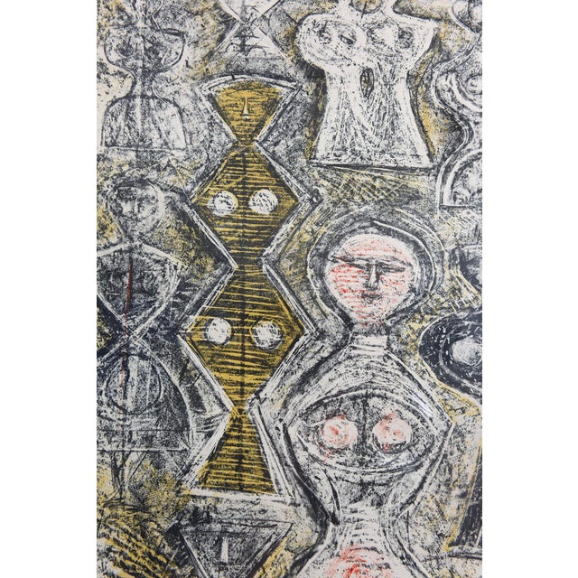 1960s Vintage Italian Massimo Campigli Stone Lithograph Titled Femme Sur Fond Bleu For Sale - Image 5 of 12