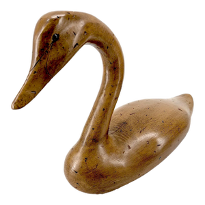 27" Decoy Wooden Swan – 1970s Oversized Sculpture Americana Hand-Carved Folk Art