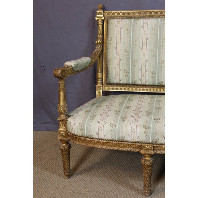 19th Century Giltwood Living Room Set, Set of 5 For Sale - Image 3 of 16