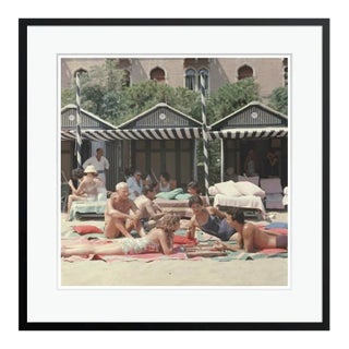 Beach Backgammon 1957 by Slim Aarons Black Framed C-Print For Sale