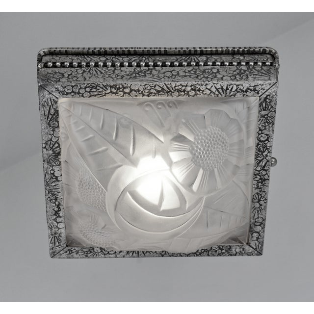 Silver French Art Deco Flush Mount by Degue 1920s France - A Pair For Sale - Image 8 of 13