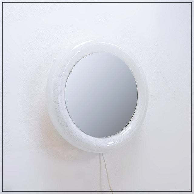 White Vintage Illuminated Bubble Glass Mirror from Glashütte Limburg, 1970s For Sale - Image 8 of 13
