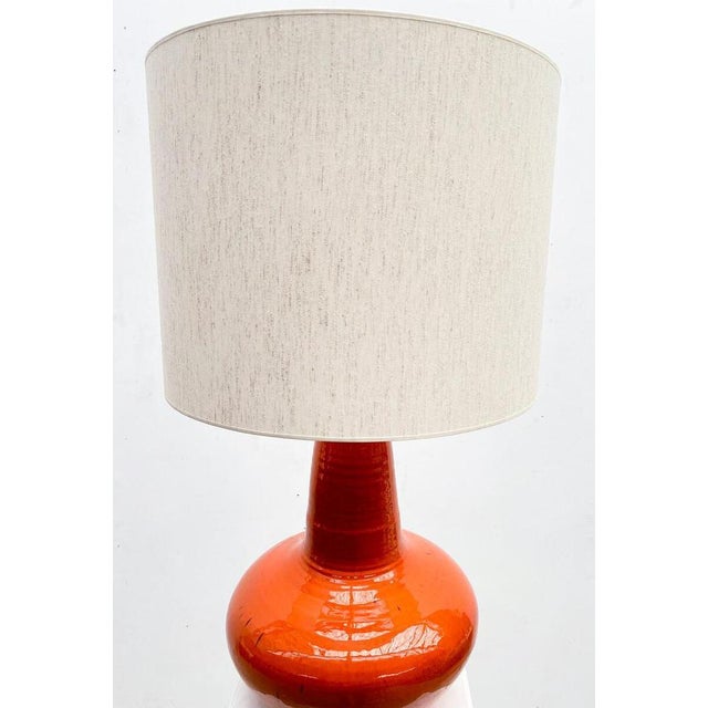 Mid-Century Modern Red Orange Ceramic Table Lamp, Belgium, 1960s For Sale - Image 4 of 9