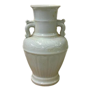 Chinese Ceramic Crackle Pattern Light Gray Underlay Flower Vase