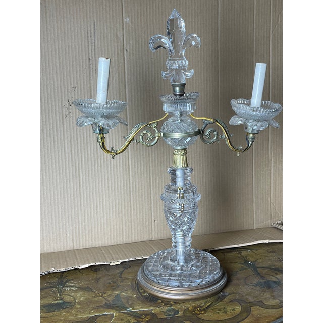 Silver Early 19th Century Attributed to Baccarat Fleu Di Lis Candelabra For Sale - Image 8 of 10