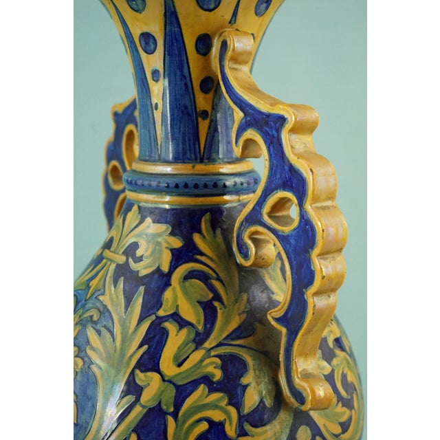 Vintage Neo-Renaissance Majolica Ceramic Vase by Luca Della Robbia, 1920s For Sale - Image 17 of 18