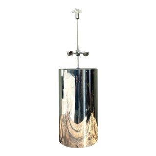 Vintage Monumental Polished Chrome Cylinder Lamp For Sale