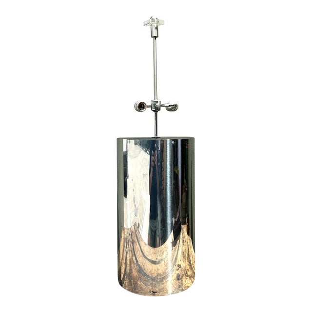 Vintage Monumental Polished Chrome Cylinder Lamp For Sale