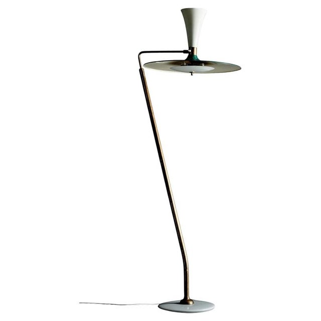 Floor Lamp with White Marble Base in the style of Stilnovo, Italy, 1950s For Sale - Image 17 of 17