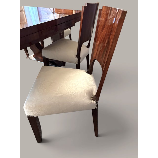 Wood French Art Deco Dining Room Set in Mahogany, 1930s, Set of 7 For Sale - Image 7 of 13
