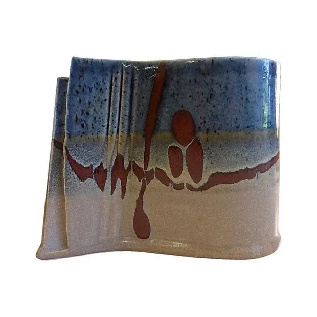 Handmade Signed Pottery Vase For Sale - Image 4 of 5