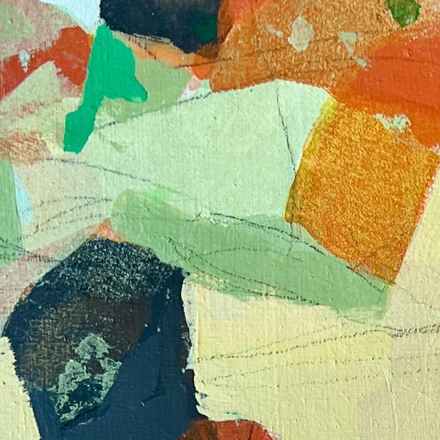 Contemporary Lee Cox "Cabernet Harvest" Acrylic on Canvas, Small Framed Abstract Collage Painting in Green, 2025 For Sale - Image 3 of 8