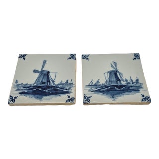 Vintage Hand-Painted, Makkum Tichelaar Delft, Holland Tiles For Sale