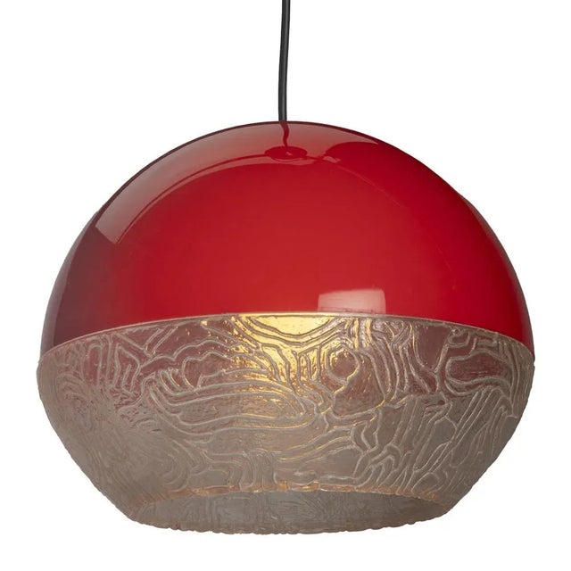 Space Age Pendant Lamp in Red Plastic For Sale - Image 5 of 7