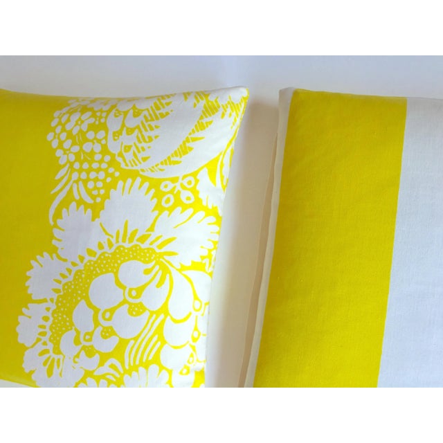 Yellow Marimekko 1960's Vintage Mid Century Scandinavian Modern Throw Pillows - Set of 2 For Sale - Image 8 of 13