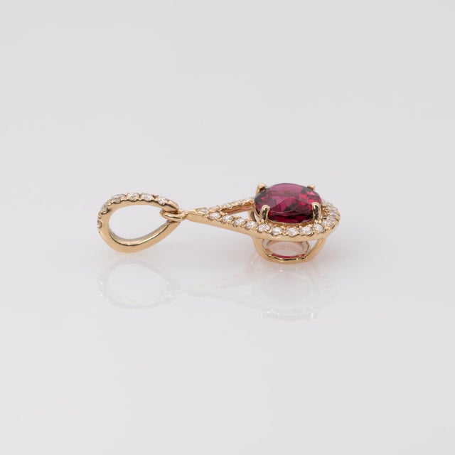 1Ct Rubellite Tourmaline Pendant With Natural Diamond Accents: Solid 14k Gold For Sale In Columbus - Image 6 of 8