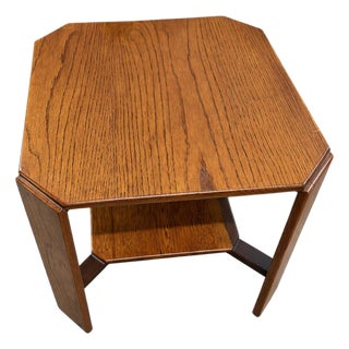 Arts & Crafts Oak Occasional Side Table with Lower Shelf For Sale