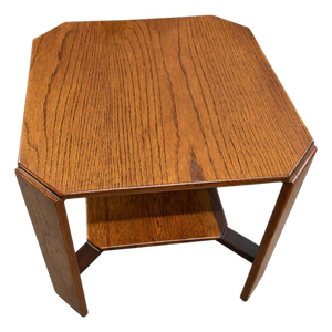Arts & Crafts Oak Occasional Side Table with Lower Shelf