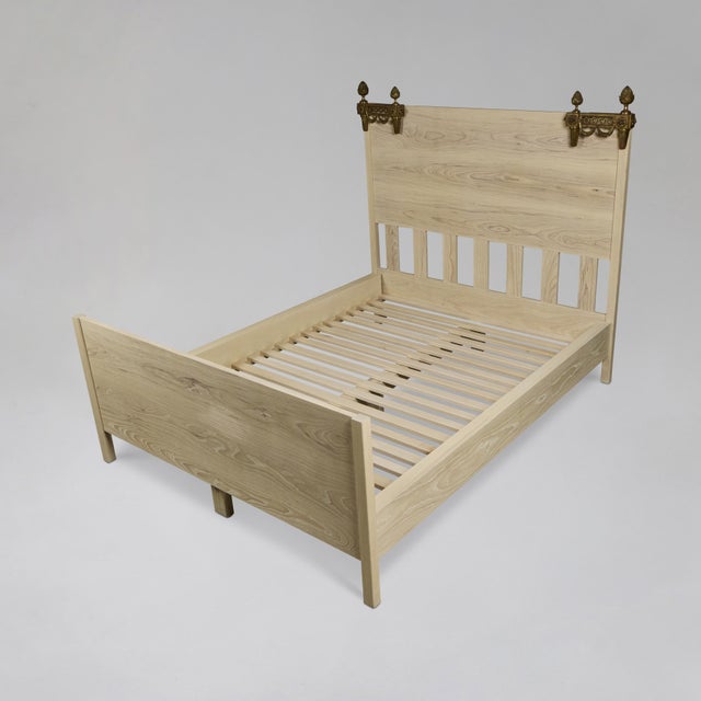 2020s Custom White Ash Wood Bed W/ Headboard + Footboard Queen For Sale - Image 5 of 12