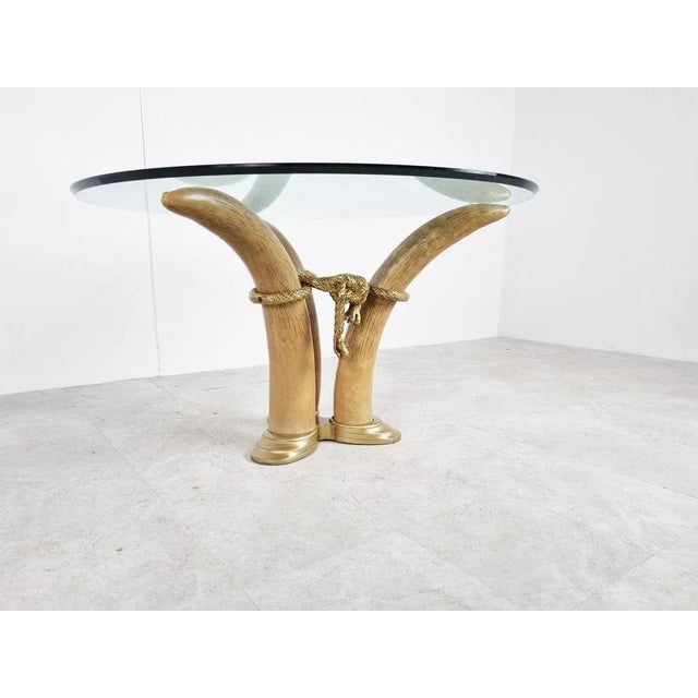 Glass Vintage Faux Tusk Center or Side Table, 1970s For Sale - Image 7 of 12