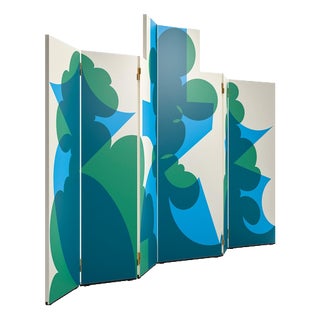Balla Screens with Green and Blue Pattern by Giacomo Balla for Cassina, Set of 2 For Sale
