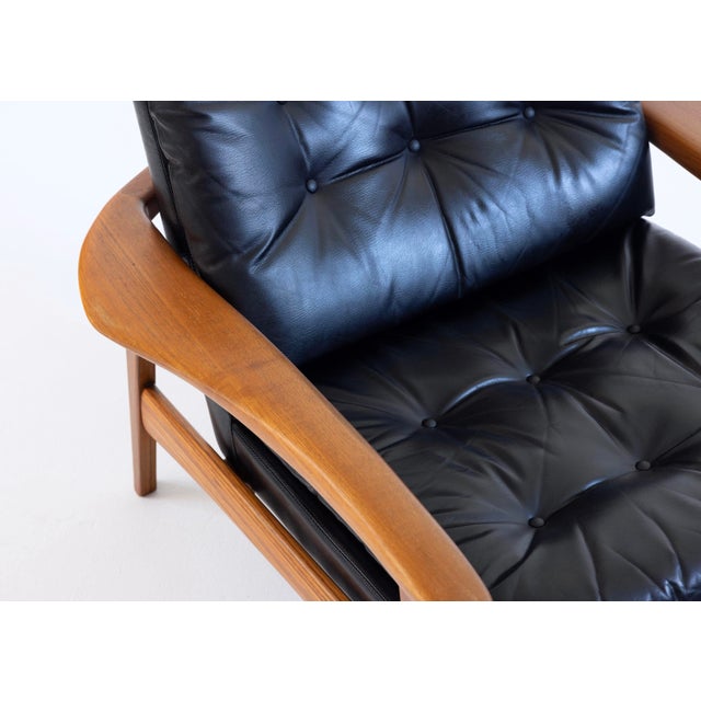Leather Armchairs with Teak Frames, 1960s, Set of 2 For Sale - Image 10 of 13