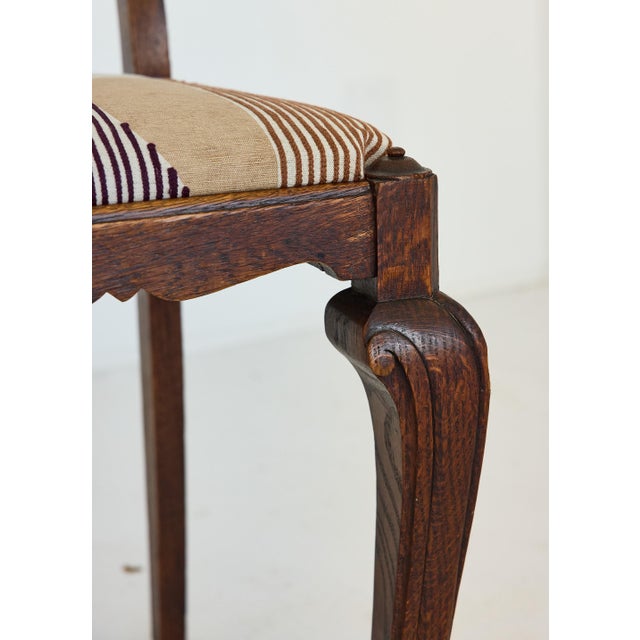 Set of Six French Provincial Oak Ladder-Back Dining Chairs W/ Upholstered Seats For Sale - Image 17 of 18