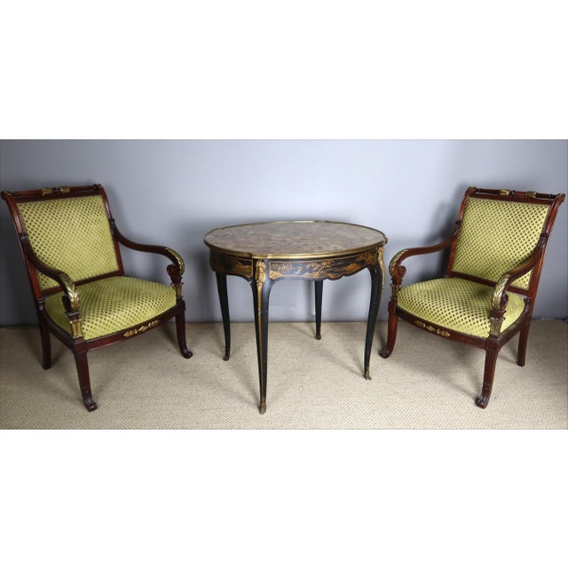 Maroon Set of Napoleon III Lounge Chairs For Sale - Image 8 of 16