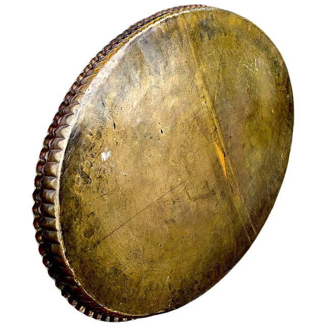 1940s Large Oval Islamic Art Handcrafted Etched Polished Brass Tray For Sale - Image 12 of 13