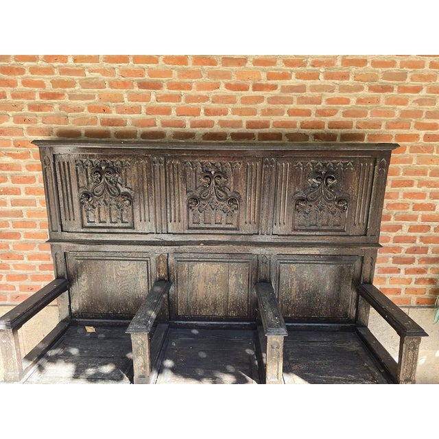 19th Century Neo-Gothic Wooden Bench, 1890s For Sale - Image 9 of 18