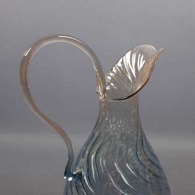 1980s Vintage Modern Ribbed Blown Glass Jug from Parise, 1980s For Sale - Image 5 of 13